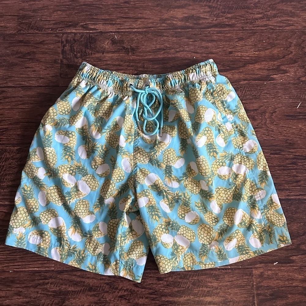 Cove Blue and Yellow Pineapple Swim‎ Trunks
